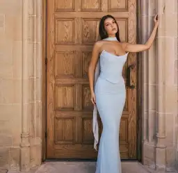 House Of CB Cassidy Fluted Maxi Dress Set Baby Blue Size AU 8 for rent on The Volte - image 5