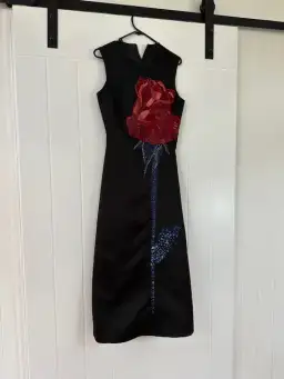 Leo Lin Cleo Embellished Sleeveless Midi Dress Rose Print Size AU 8 for rent on The Volte - image 2