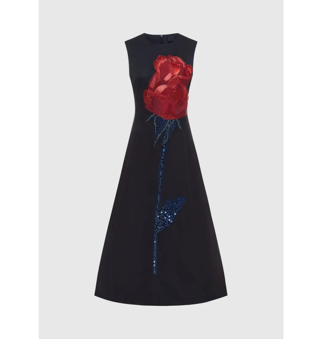 Leo Lin Cleo Embellished Sleeveless Midi Dress Rose Print Size AU 8 for rent on The Volte - main image