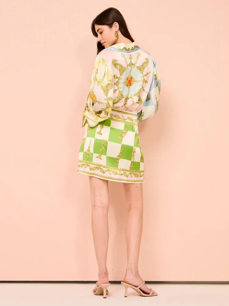 Alemais Checkmate Silk Mini Dress Multi Size AU 10 for rent on The Volte - main image