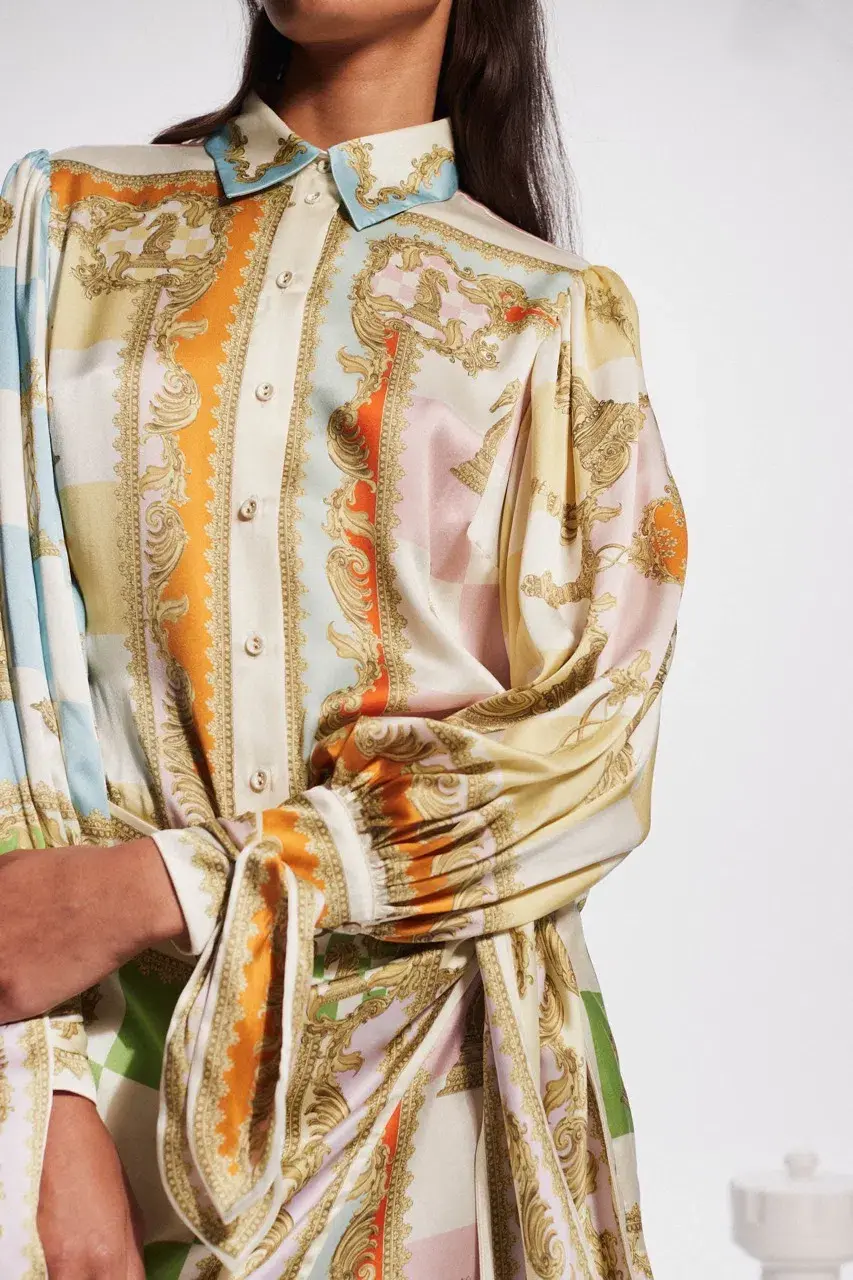 Alemais Checkmate Silk Mini Dress Multi Size AU 10 for rent on The Volte - main image