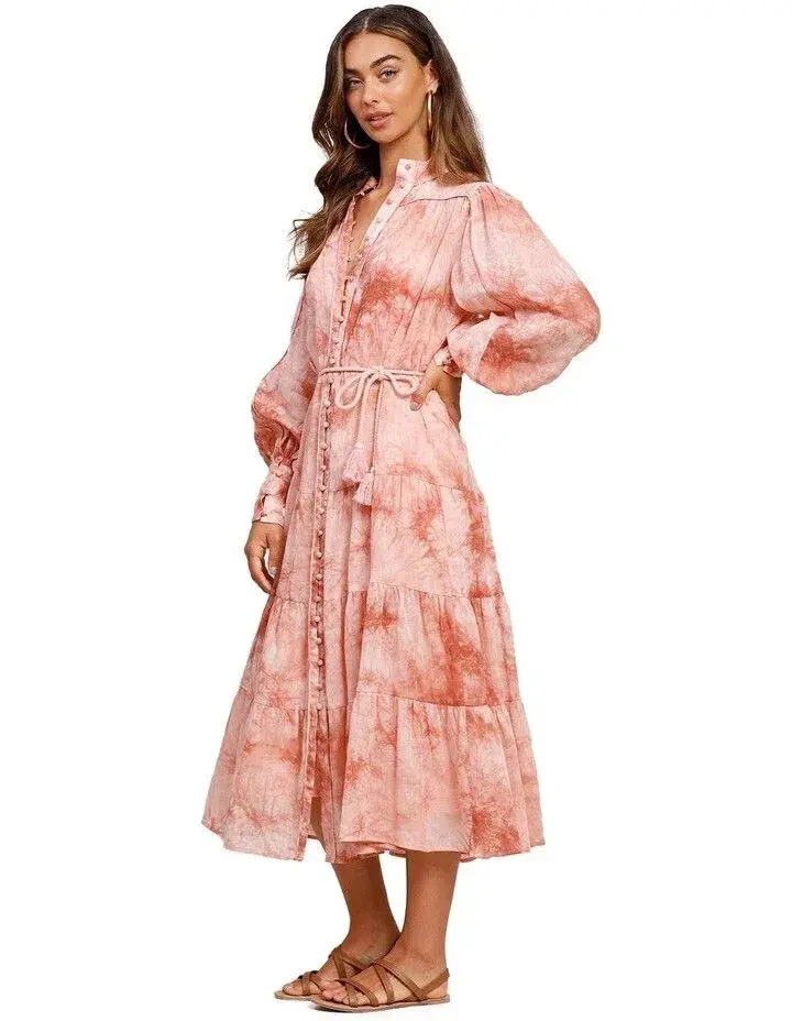 Ministry of Style High Tide Tie Dye Midi Dress Print Size AU 8 for rent on The Volte - main image