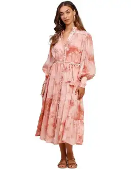 Ministry of Style High Tide Tie Dye Midi Dress Print Size AU 8 for rent on The Volte - image 1