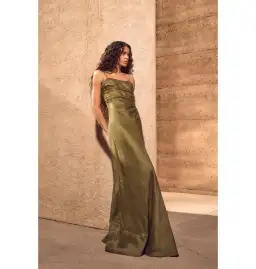 Aje Clarice Draped Maxi Dress Deep Olive Size AU 14 for rent on The Volte - image 1