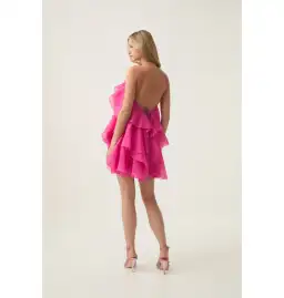 Aje Pandorea Layered Mini Dress Fuchsia Rose Size AU 8 for rent on The Volte - image 4