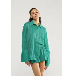 Oseree Lumiere Sleeve Shirt and Shorts Aquamarine Size S / AU 6