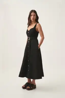 Aje Clay Belted Midi Dress Black Size 8 for rent on The Volte - image 2