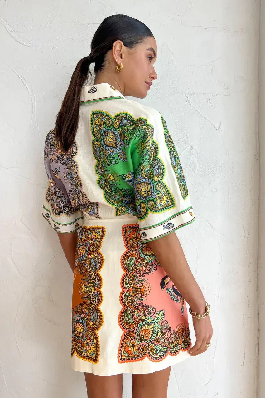 Alemais Trippy Troppo Mini Dress Multi Size 12 for rent on The Volte - main image