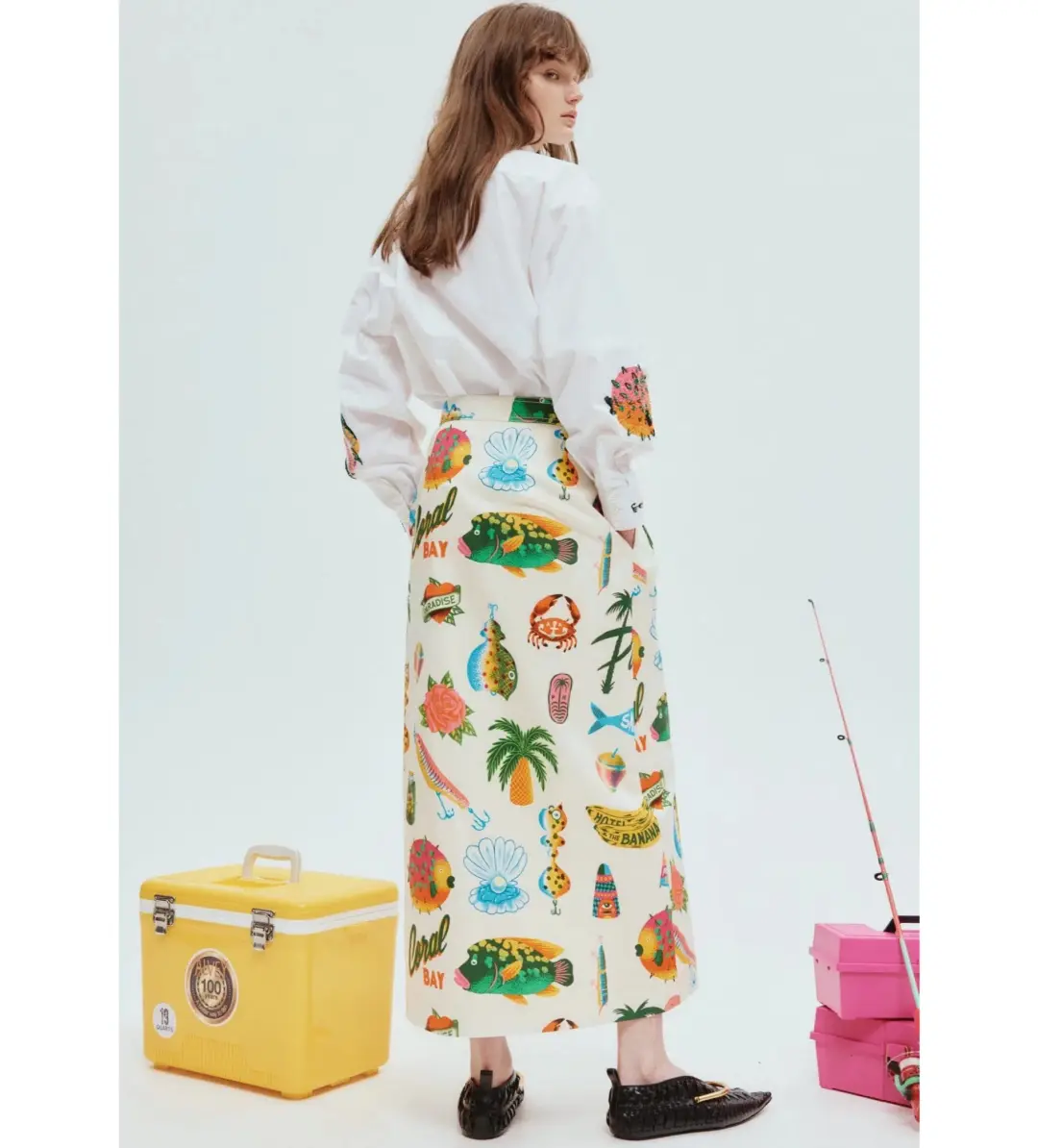 Alemais Clam Embroidered Shirt Print Size 14 for rent on The Volte - main image