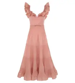 Zimmermann The Pleated Fill Midi Dress in Lipstick Size 2/ Au 12