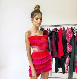 Eliya the Label Maryanne Mini Dress Red and Pink Size XS/Au 6 for rent on The Volte - image 4