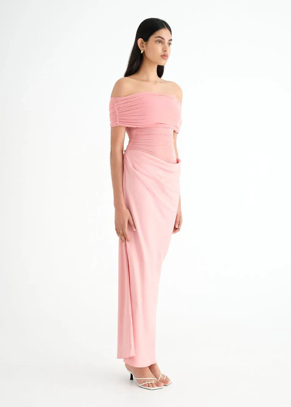 Benni Nico Off Shoulder Maxi Dress Candyfloss Size 8 - Image 2