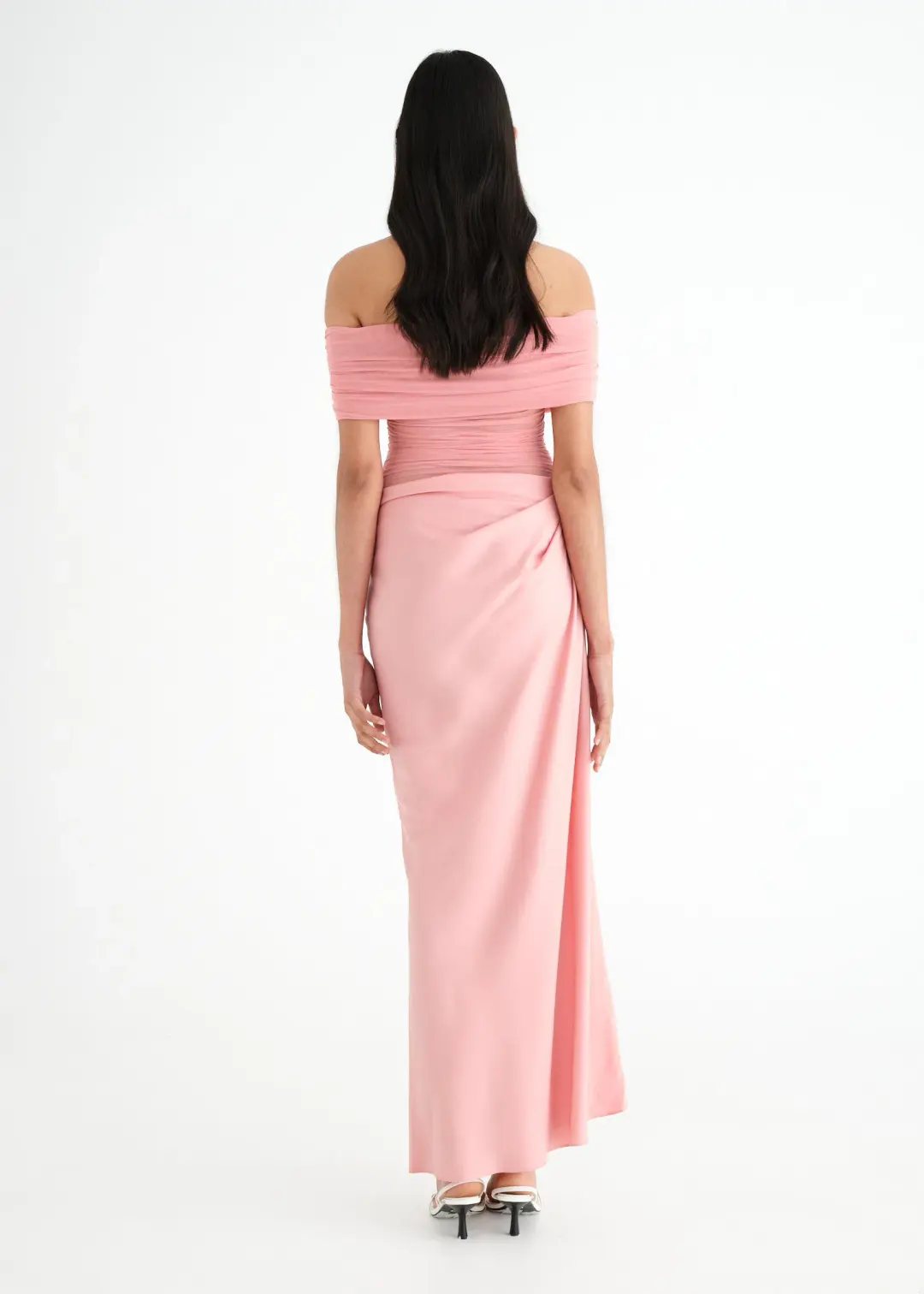 Benni Nico Off Shoulder Maxi Dress Candyfloss Size 8 for rent on The Volte - main image