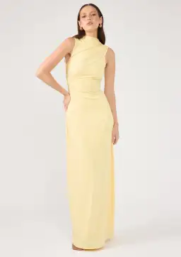 Perfect Stranger Rosewood High Neck Maxi Dress Lemon Size XL / AU 14