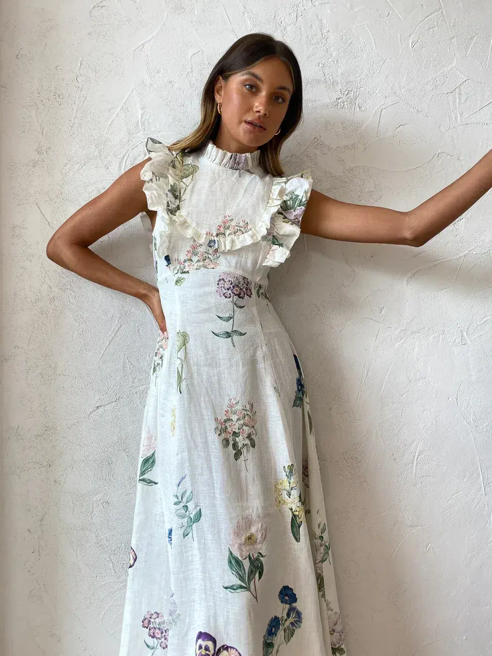 Alemais Jules Floral Midi Dress Antique Print Size 8 for rent on The Volte - main image