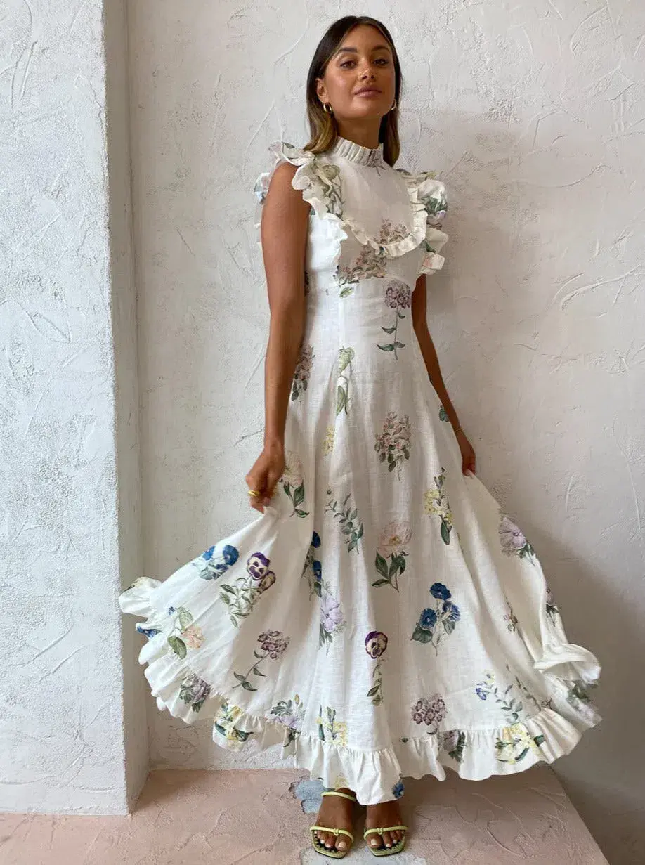 Alemais Jules Floral Midi Dress Antique Print Size 8 for rent on The Volte - main image