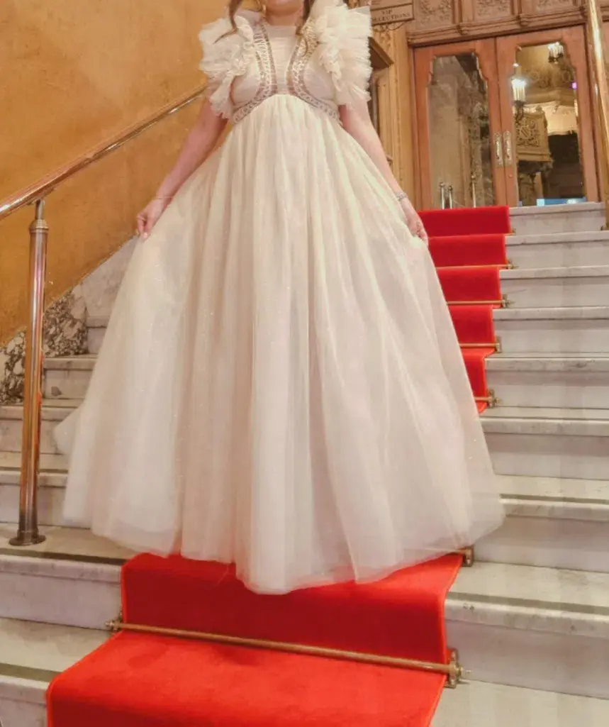 Zimmermann Dancer Glitter Tulle Dress Cream Size 0 (AU 8) for rent on The Volte - main image