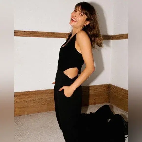 Sass & Bide Heat Wave Cut Out Wide Leg Jumpsuit Black Size 8 for rent on The Volte - main image