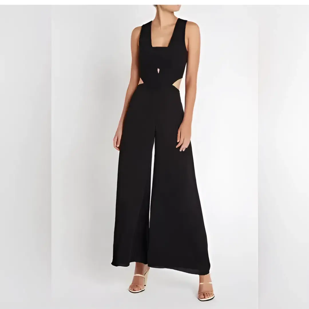 Sass & Bide Heat Wave Cut Out Wide Leg Jumpsuit Black Size 8 for rent on The Volte - main image