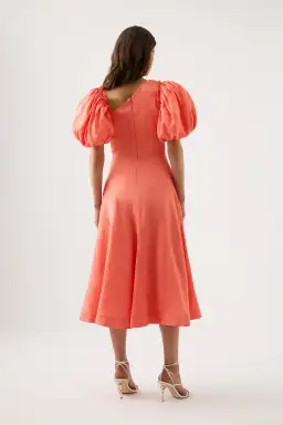 AJE Maia Off Shoulder Midi Dress in Coral Size 12 for rent on The Volte - image 2
