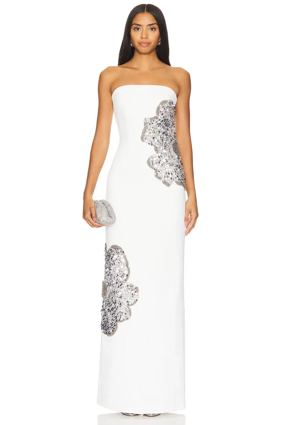 Rebecca Vallance Layana Strapless Embellished Gown Ivory Size 8 for rent on The Volte - main image