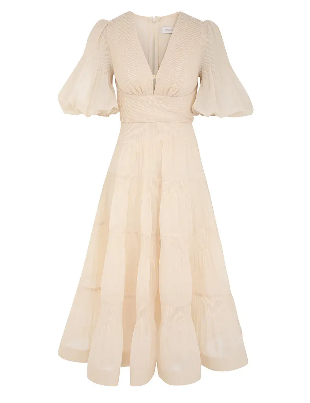 Zimmermann Pleated Midi Dress Cream Size 4 / AU 16 for rent on The Volte - main image