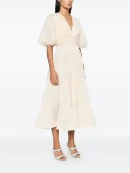 Zimmermann Pleated Midi Dress Cream Size 4 / AU 16 for rent on The Volte - image 1