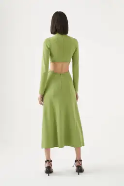 Aje Amelie Braided Cut Out Knit Midi Dress Green Size XL / AU 14 for rent on The Volte - image 2