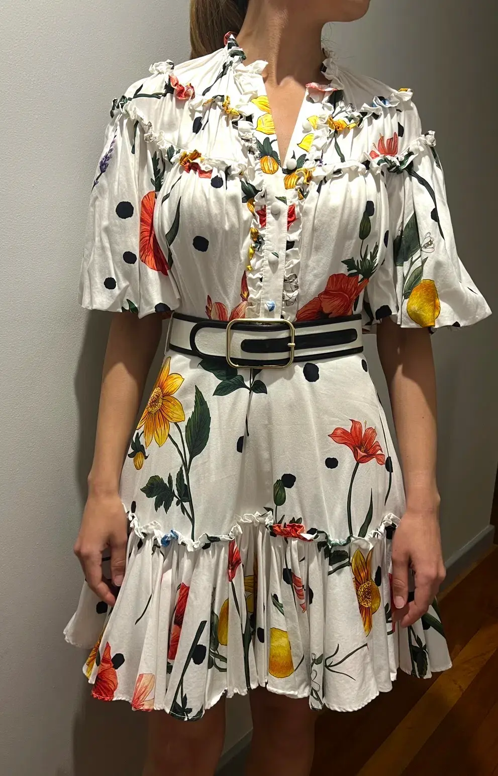 Leo Lin La Flor Short Dress White Size 6 for rent on The Volte - main image