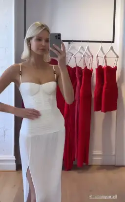 Manning Cartell Double Time Pleat Dress In White Size L / AU 12 for rent on The Volte - image 1