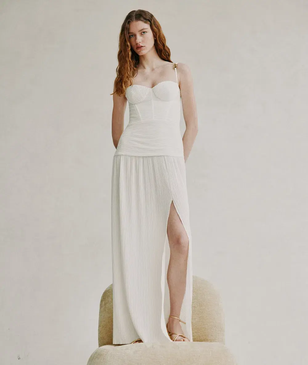 Manning Cartell Double Time Pleat Dress In White Size L / AU 12 for rent on The Volte - main image