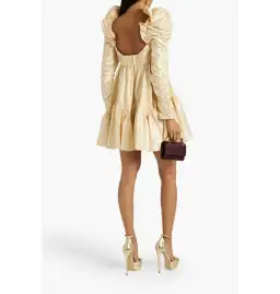 Zimmermann Floral-appliquéd Ruched Silk-shantung Mini Dress in Natural Size 1 / AU 10 for rent on The Volte - image 2