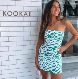 Kookai Jamila Green White Strapless Mini Dress Multi Size AU 10 for rent on The Volte - image 4