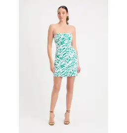 Kookai Jamila Green White Strapless Mini Dress Multi Size AU 10 for rent on The Volte - image 1
