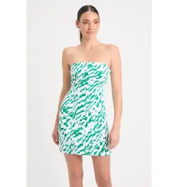 Kookai Jamila Green White Strapless Mini Dress Multi Size AU 10 for rent on The Volte - image 2