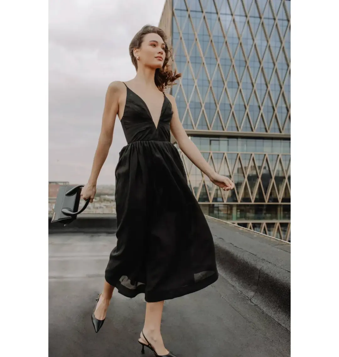 Zimmermann Illustration V Neck Midi Dress in Black Size AU 6 for rent on The Volte - main image