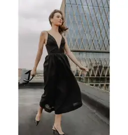 Zimmermann Illustration V Neck Midi Dress in Black Size AU 6 for rent on The Volte - image 2