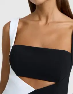 By Johnny Caterina Two Tone Curve Midi Dress Black/White Size AU 10 for rent on The Volte - image 6