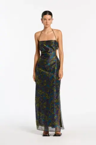 Sir The Label Valerio Tie Halter Midi Dress Print Size 1 / AU 8 for rent on The Volte - main image