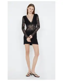 Bec & Bridge Sashay Lace Long Sleeve Mini Dress Black Size 6 for rent on The Volte - image 1