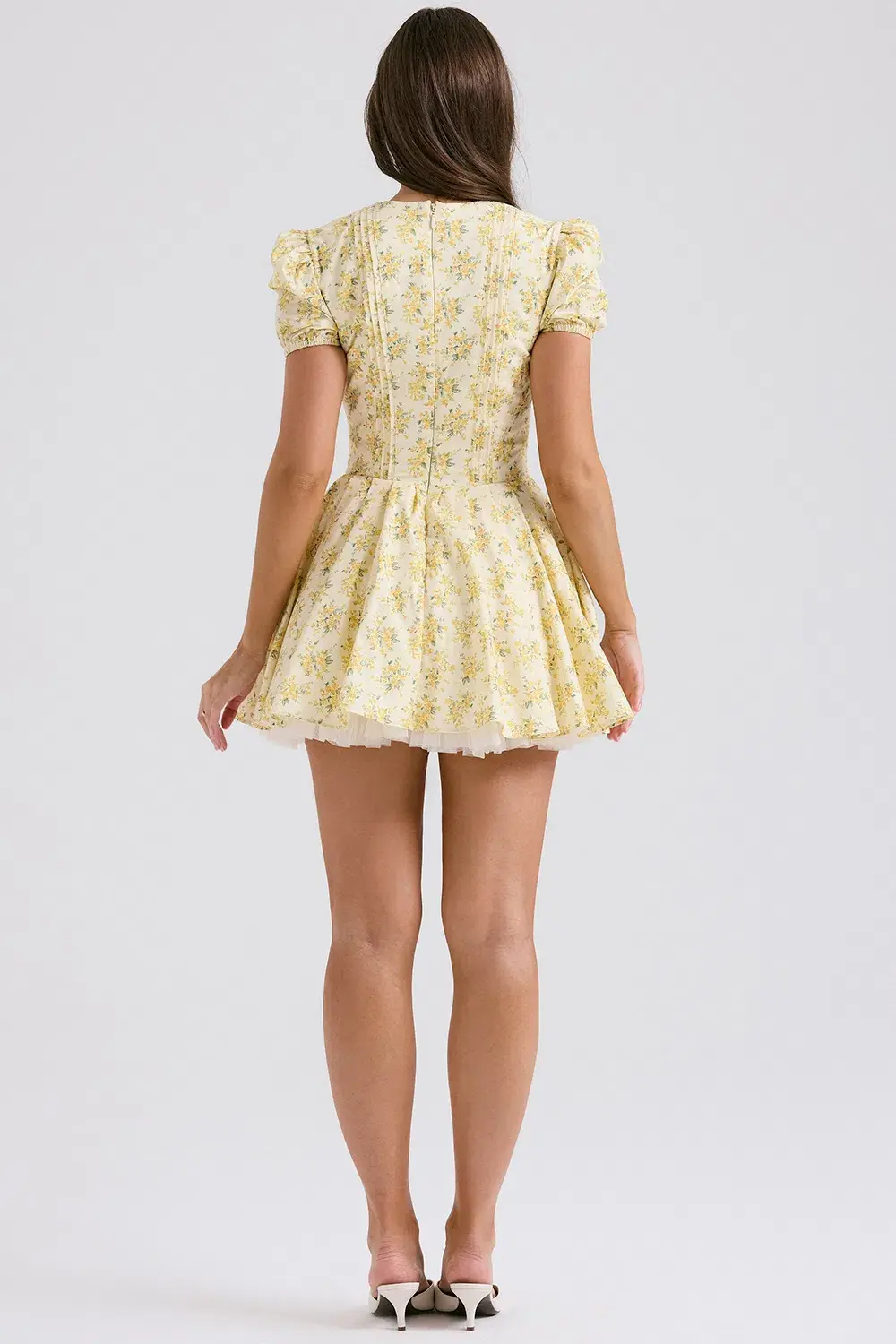 House of CB Imani Pleated Cotton Mini Dress Buttercup Vintage Floral Size XS / AU 6 for rent on The Volte - main image