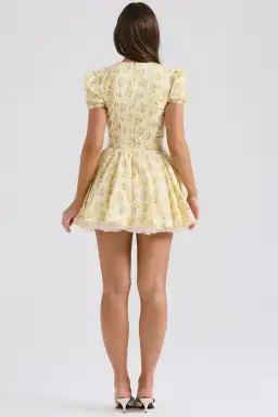 House of CB Imani Pleated Cotton Mini Dress Buttercup Vintage Floral Size XS / AU 6 for rent on The Volte - image 2