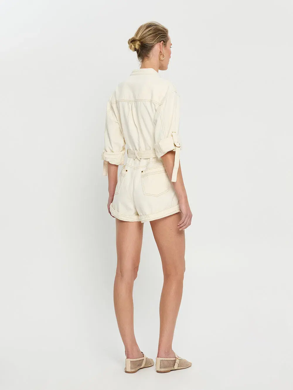 Kivari Elena Playsuit Cream Size 10 for rent on The Volte - main image