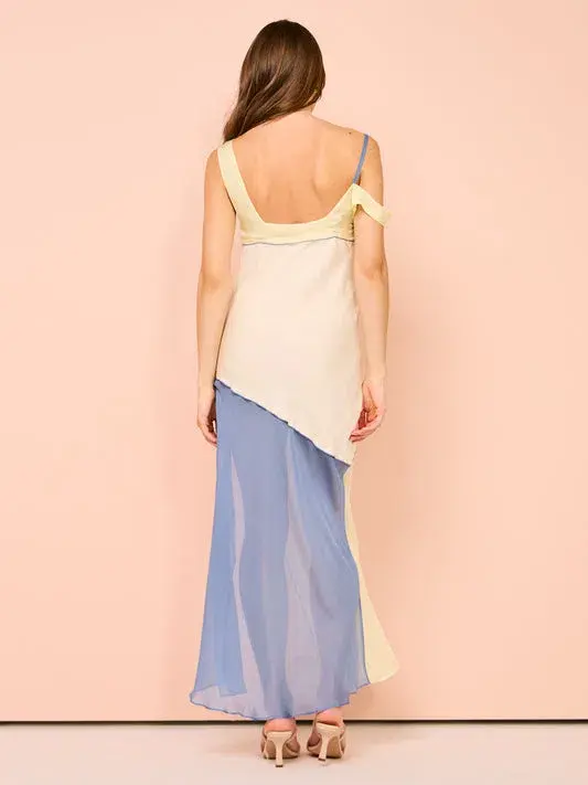 Sir The Label Thames Splice Midi Dress Ecru Multi Size 2 / AU 10 for rent on The Volte - main image