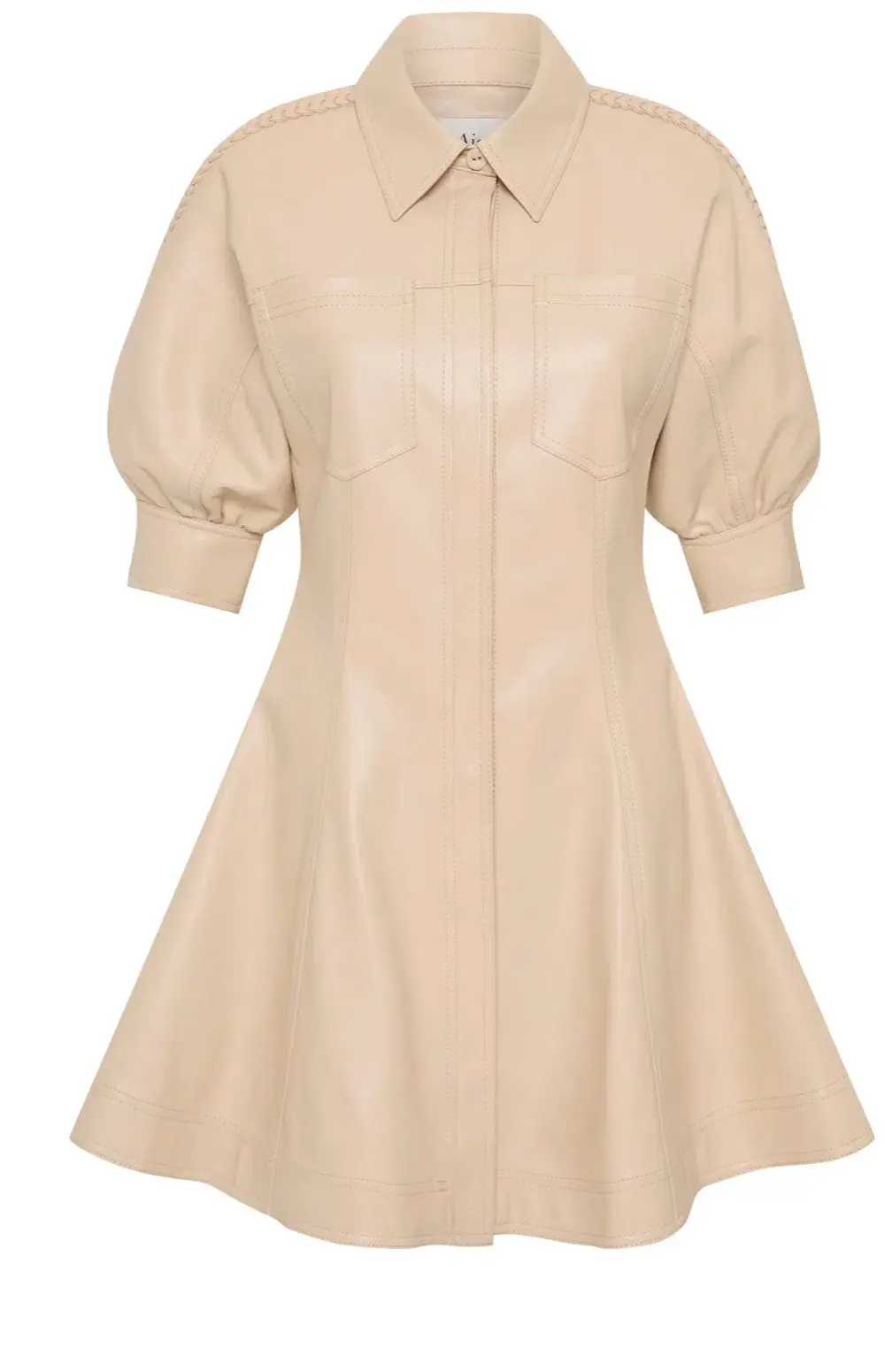 AJE Flourisher Braided Mini Dress Beige Size 8 for rent on The Volte - main image