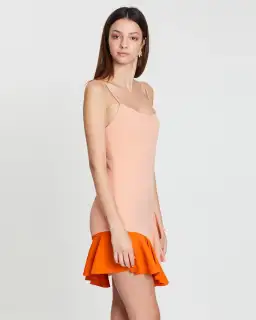 By Johnny Bambi Frill Ruffle Hem Mini Slip Dress Pink/Tangerine Size 14 for rent on The Volte - image 3