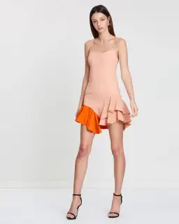 By Johnny Bambi Frill Ruffle Hem Mini Slip Dress Pink/Tangerine Size 14 for rent on The Volte - image 1