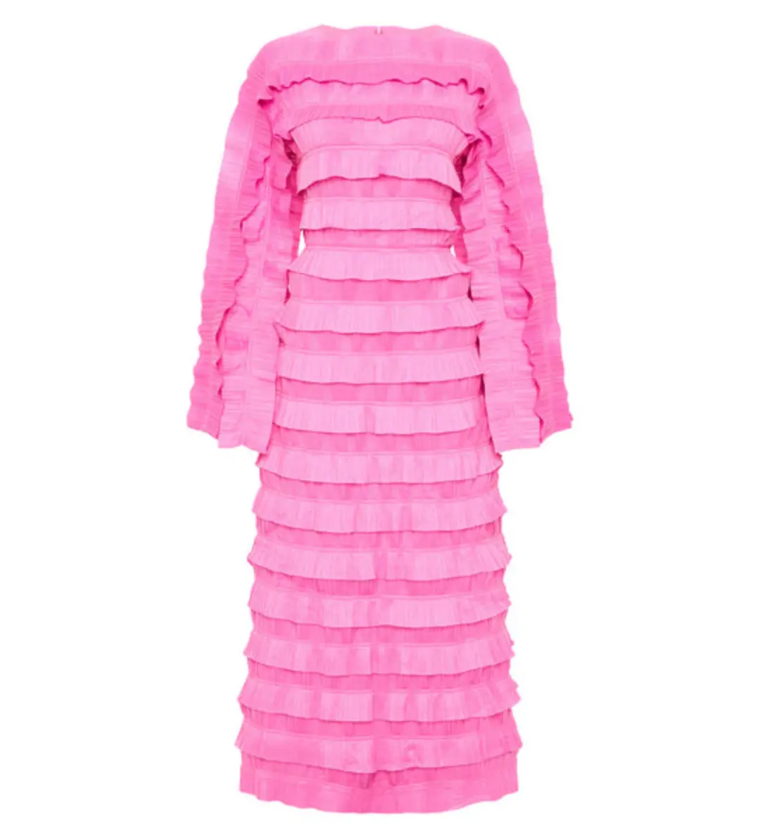 Aje Palladium Ruffled Midi Dress Pink Size 8 for rent on The Volte - main image