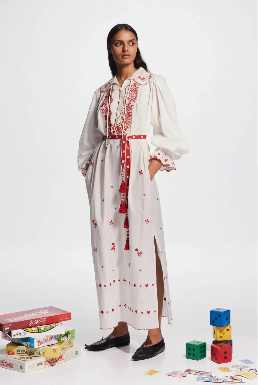 Alemais Hearts Embroidered Dress White Size 8 for rent on The Volte - main image