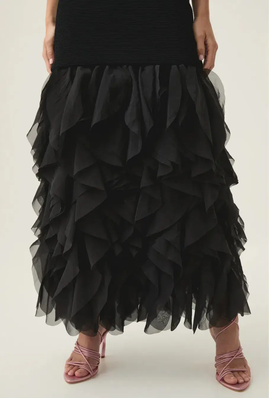 Aje Elations Knit Maxi Dress Black Size 14 for rent on The Volte - main image